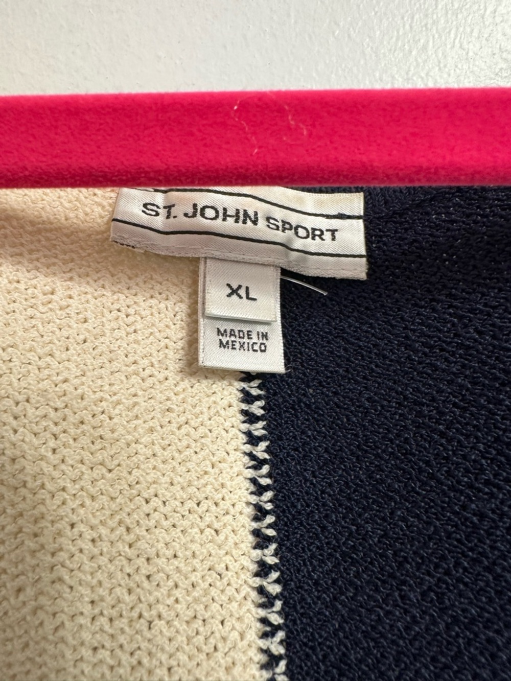 St. John Sport Colorblock V-Neck Sleeveless Dress - Navy & Cream - Picture 3 of 7